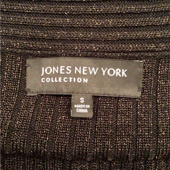 JONES NEW YORK COLLECTION Black Gold Glitter Open Cardigan - Small NWOT - Picture 2 of 4